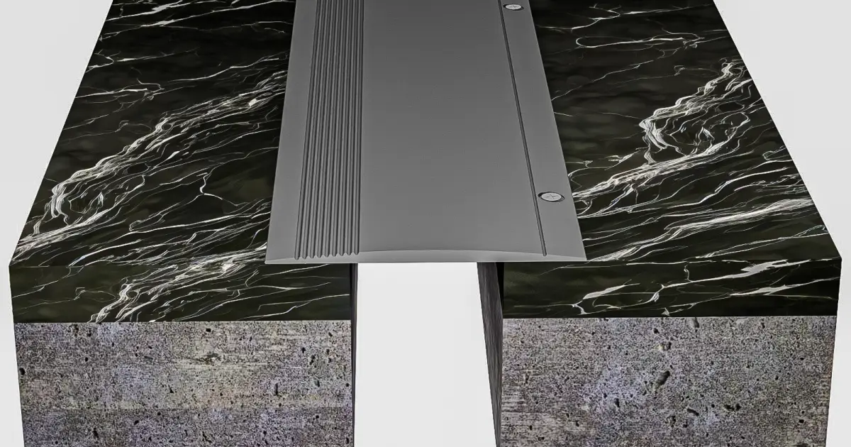 The-Importance-of-Expansion-Joints-in-the-Egyptian-Code gray flexible expansion joint between marble titles and a concrete surface< designed to absorb floor movement