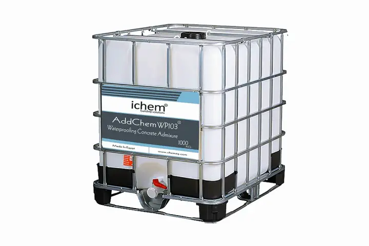 Construction-Chemicals-Solutions-ichem-addchem-Wp-103-1000kg صوره توضح مادة ادد كيم wp 103 عازلة للماء للخرسانه في عبوة 1000 كجم من ichem لحلول البناء