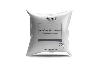 Construction-Chemicals-Solutions-ichem-addchem-PP-makro-fiber صورة توضح عبوة منتج  addchem pp-makro fiber الياف تسليح خرسانة بوليمرية وزن 700جرام من اي كيم