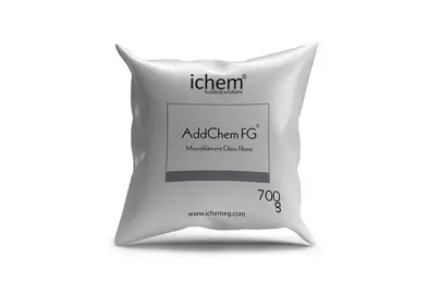 الياف زجاجية اضافات خرسانية من اي كيم تساعد في تحسين جودة الخرسانة add chem fg صورة توضح عبوة منتج addchem fg 700gm الياف زجاجية للخرسانة