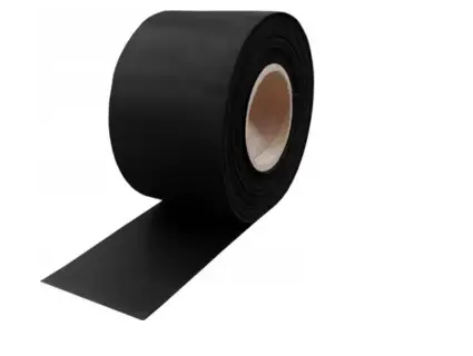 ichem: Integrated Solutions for Moisture Barriers and Building Protection A roll of black moisture barrier tape from ichem building solutions for protecting building foundations مادة عزل  قوية