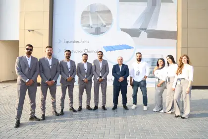Ichem-team-فريق-شركة-اي-كيم-لحلول-البناء صوره توضح فريق شركة ichem for chemical constructions and expansion joints  اثناء مشاركتهم في معرض  egypt projects