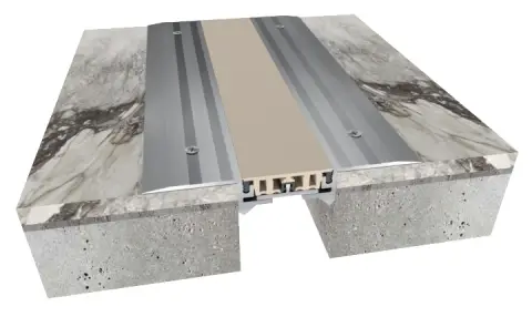 ichem: Durable Solutions for Floor Expansion Joint Covers A red car parked over an ichem floor expansion joint cover, demonstrating its durability in parking garages