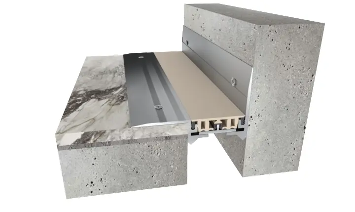 ichem: Durable Solutions for Floor Expansion Joint Covers A red car parked over an ichem floor expansion joint cover, demonstrating its durability in parking garages