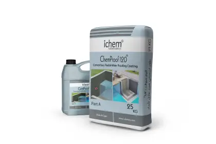 chemproof-منتج دهان اسمنتي يتكون من مسحوق وسائل معدل بالبوليمرات يساعد في العزل المائي للخرسانة اليك صوره توضح منتج شركة ichem for chemical constructions